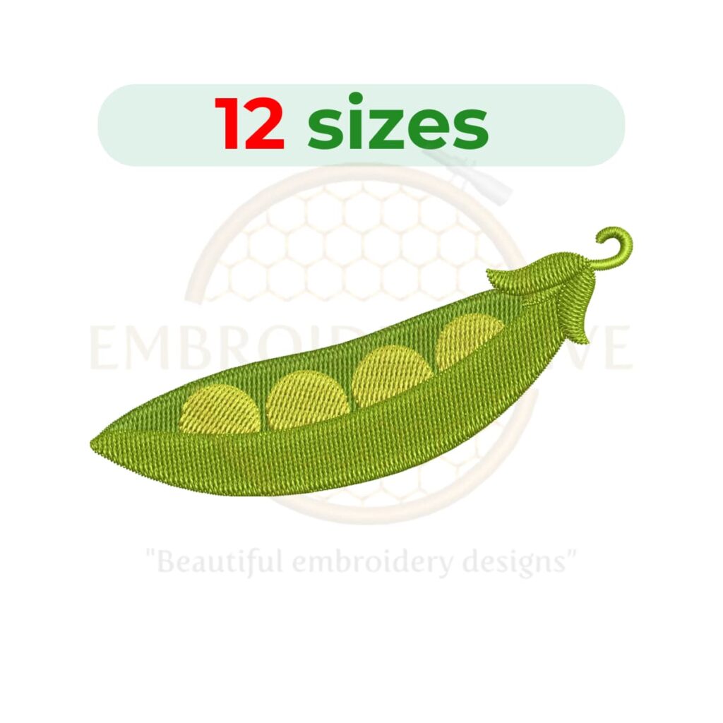 peas embroidery design, green peas pod machine embroidery design 2 to 7.5 inch instant download
