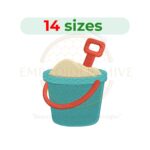 sand bucket embroidery design, beach toy machine embroidery design 1 to 7.5 inch instant download