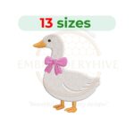 silly goose with bow embroidery design, cute goose machine embroidery design 1.5 to 7.5 inch instant download