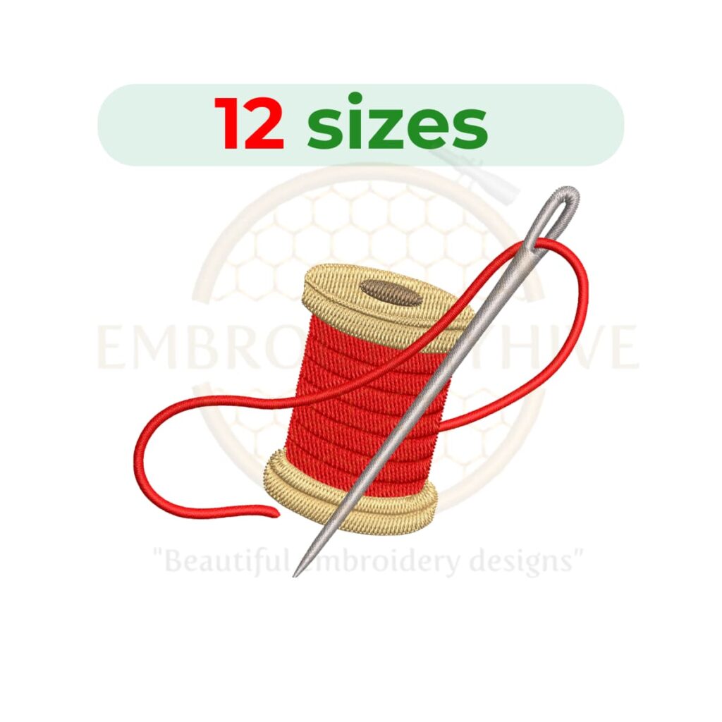 thread spool embroidery design, sewing thread machine embroidery design 2 to 7.5 inch instant download