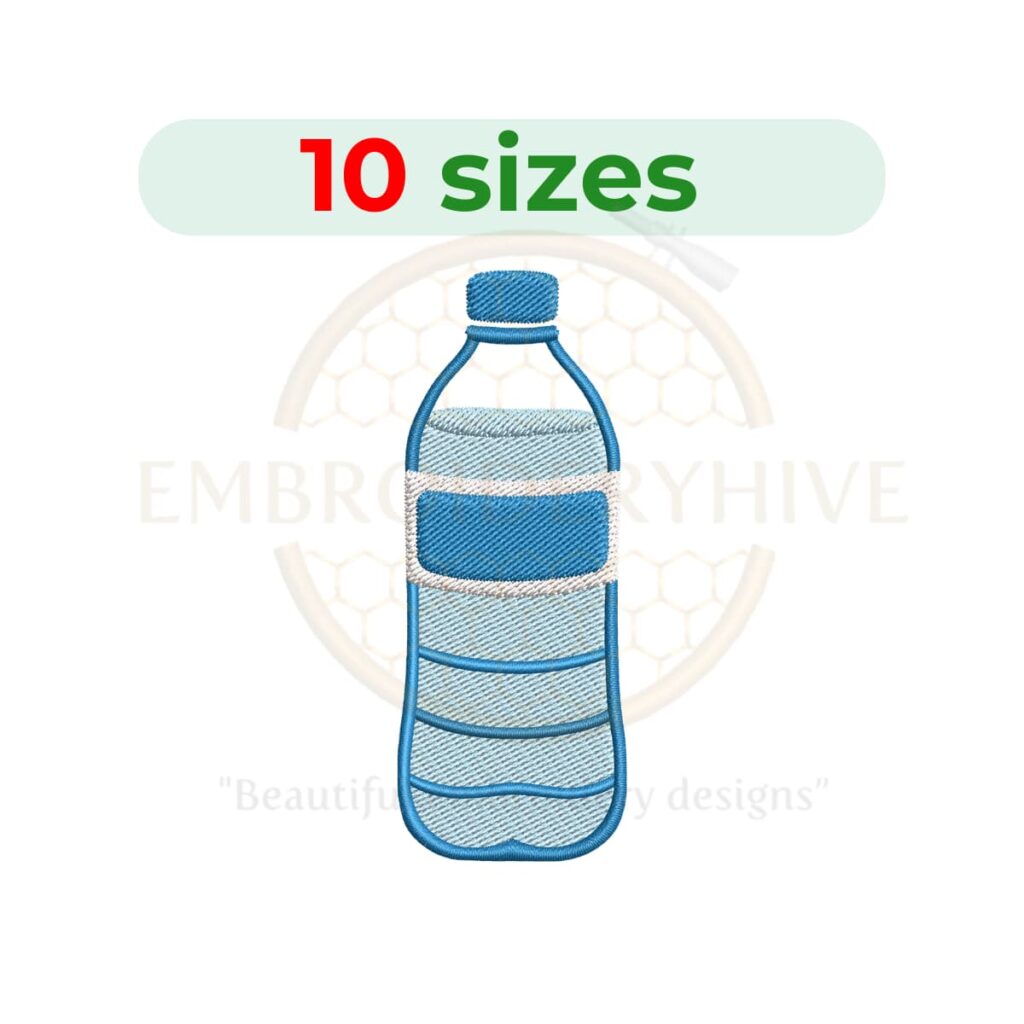 water bottle embroidery design, water bottle machine embroidery design 3 to 7.5 inch instant download