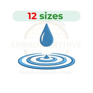 water drop embroidery design, water droplet machine embroidery design 2 to 7.5 inch instant download