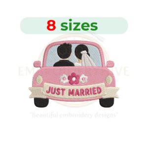wedding car embroidery design bridal car machine embroidery design instant download