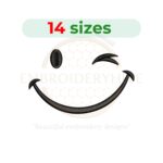 winking smiley face embroidery design emoji embroidery machine design happy face instant download