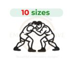 wrestlers outline embroidery design, wrestling machine embroidery design 3 to 7.5 inch instant download