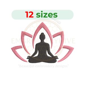 yoga meditation embroidery design, meditation pose machine embroidery design 2 to 7.5 inch instant download