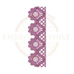 Royal Daisy Lace border embroidery design featuring elegant daisy flowers and decorative lace detailing for home decor and fashion embroidery projects.