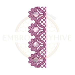Royal Daisy Lace border embroidery design featuring elegant daisy flowers and decorative lace detailing for home decor and fashion embroidery projects.