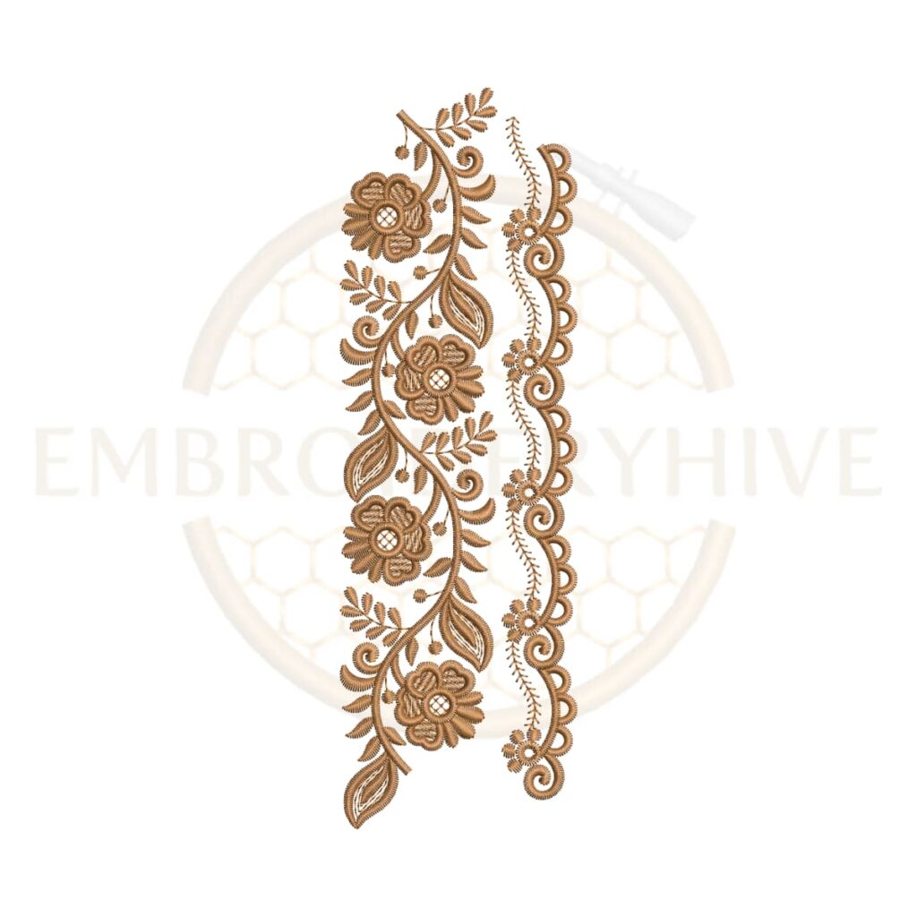 royal floral scroll border embroidery design floral lace machine embroidery instant download