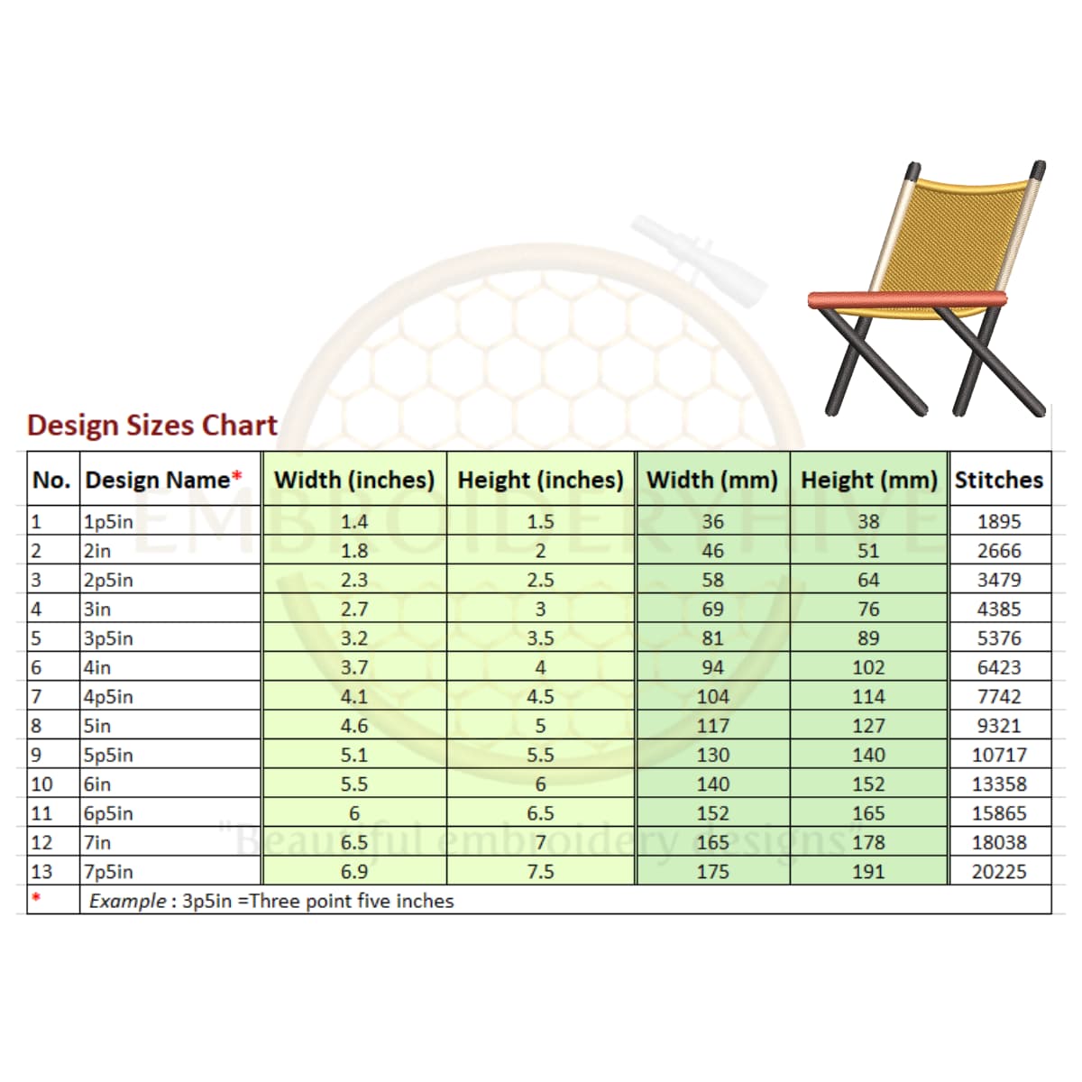 Camping chair embroidery design - Image 2