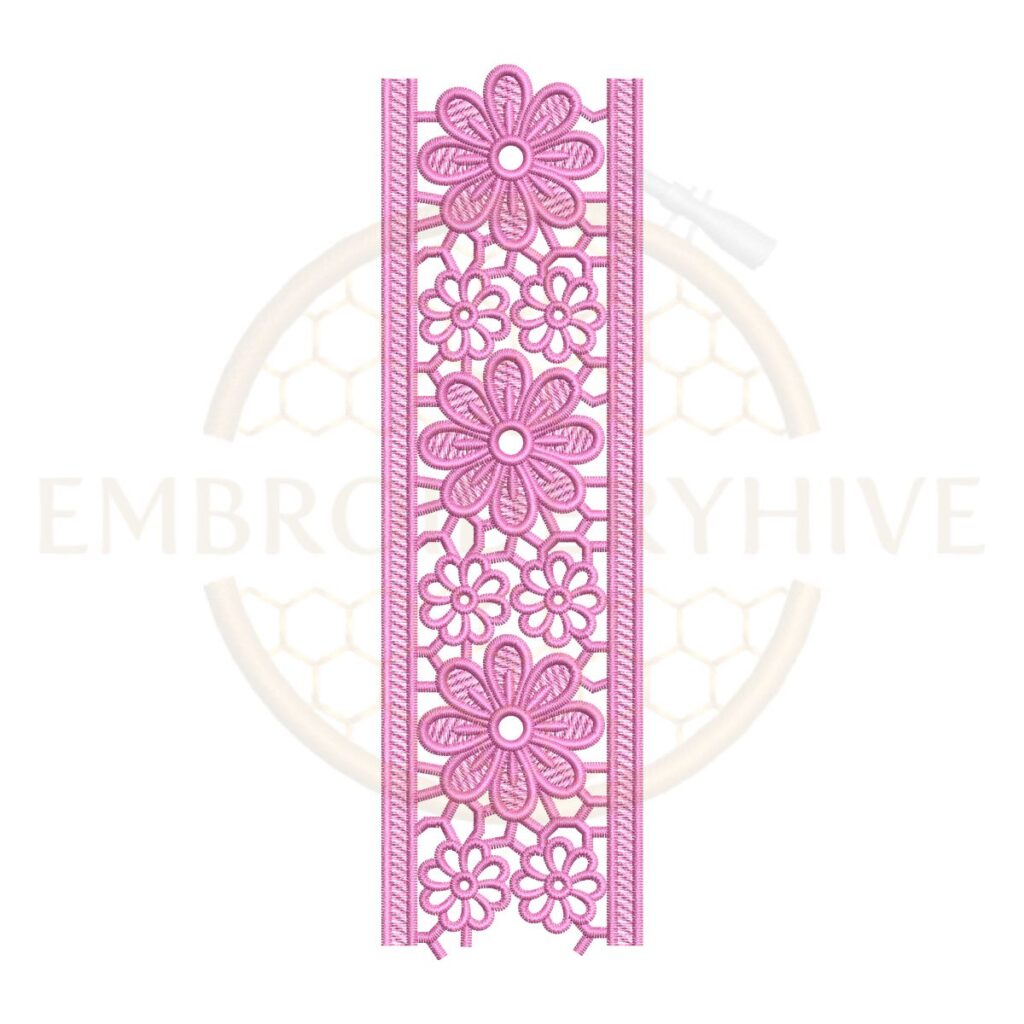 floral geometric lace border embroidery design floral border machine embroidery design instant download