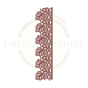 Heart Petal Floral Lace border embroidery design featuring elegant floral petals and decorative lace details in a long border style for home decor and clothing projects.