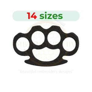 Brass knuckles machine embroidery design digital download available in multiple sizes from 1 to 7.5 inches for embroidery machines.