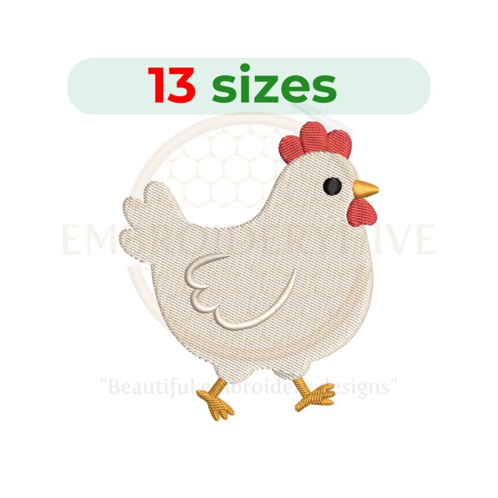 cute chicken embroidery design farm animal machine embroidery instant download