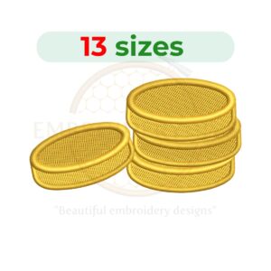 gold coins embroidery design treasure coins machine embroidery instant download