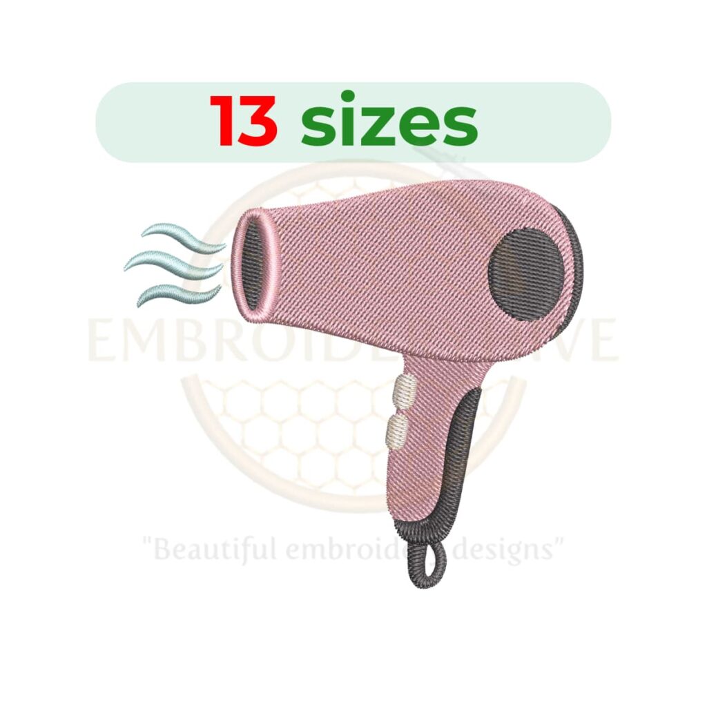 hair dryer embroidery design salon machine embroidery instant download