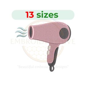 hair dryer embroidery design salon machine embroidery instant download