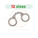 Handcuffs embroidery design featuring detailed linked metal cuffs in a machine embroidery pattern suitable for themed projects and accessories.