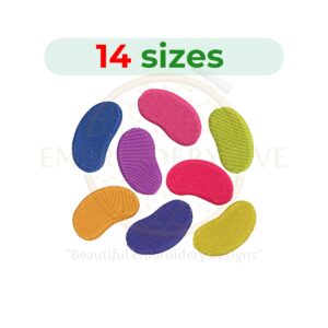 Colorful jelly beans embroidery design for machine embroidery featuring assorted candy bean shapes, available in multiple sizes for instant digital download.