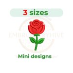 Mini rose machine embroidery design in small sizes from 1 to 2 inches, perfect for delicate floral embroidery projects, instant digital download for embroidery machines.