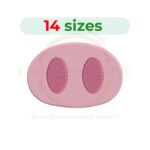 Pig nose embroidery design featuring a cute cartoon-style pig snout pattern in a fun machine embroidery design.