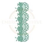 Clover Blossom Lace border embroidery design for machine embroidery, instant download digital floral lace border pattern for home décor and clothing projects.