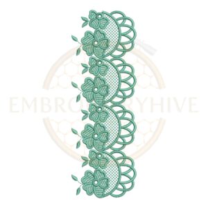 Clover Blossom Lace border embroidery design for machine embroidery, instant download digital floral lace border pattern for home décor and clothing projects.