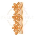 Daisy Mesh Lace border embroidery design for machine embroidery, instant download digital floral mesh lace border pattern for home décor and clothing projects.