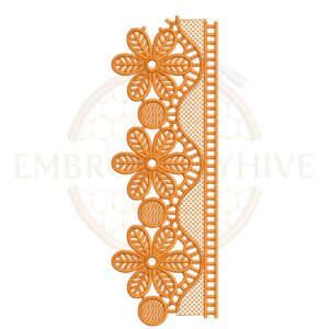 Daisy Mesh Lace border embroidery design for machine embroidery, instant download digital floral mesh lace border pattern for home décor and clothing projects.