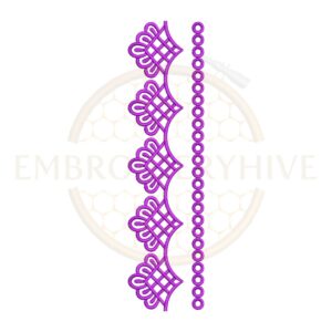 Diamond Loop Lace border embroidery design for machine embroidery, instant download digital lace border pattern for home décor and clothing projects.