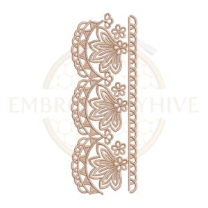 Elegant Lotus Lace border embroidery design for machine embroidery, instant download digital lace border pattern for home décor and clothing projects.