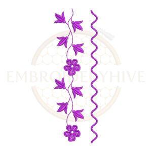 Hanging Flower Vine border embroidery design for machine embroidery, instant download digital floral vine border pattern for home décor and clothing projects.