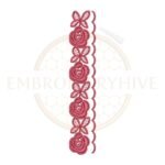 Rose Chain Lace border embroidery design for machine embroidery, instant download digital floral lace border pattern for home décor and clothing projects.