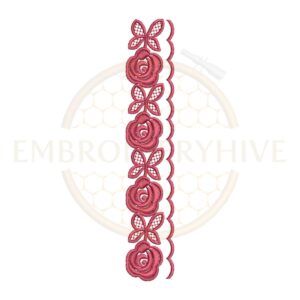Rose Chain Lace border embroidery design for machine embroidery, instant download digital floral lace border pattern for home décor and clothing projects.