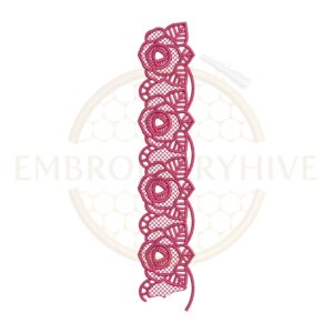 Rose Garden Lace border embroidery design for machine embroidery, instant download digital floral lace border pattern for home décor and clothing projects.