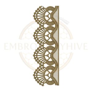 Royal Fan Lace border embroidery design for machine embroidery, instant download digital lace border pattern for home décor and clothing projects.