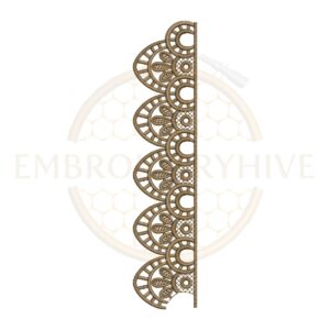 Royal Fan Lace border embroidery design for machine embroidery, instant download digital lace border pattern for home décor and clothing projects.