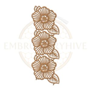 Sunburst Flower Lace border embroidery design for machine embroidery, instant download digital floral lace border pattern for home décor and clothing projects.