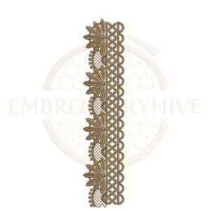 Sunburst Lace border embroidery design for machine embroidery, instant download digital floral lace border pattern for home décor and clothing projects.