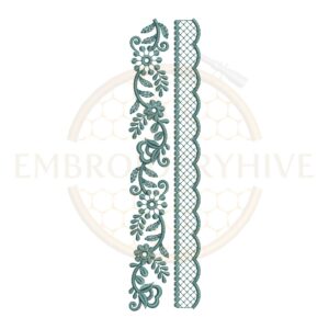 Vintage Floral Vine Lace border embroidery design for machine embroidery, instant download digital floral vine lace border pattern for home décor and clothing projects.