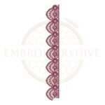 Burgundy Fan Lace border embroidery design for machine embroidery, instant download digital fan lace border pattern for home décor and clothing projects.