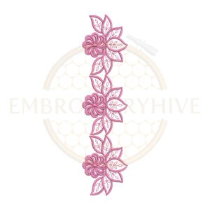Blooming Petal Vine border embroidery design for machine embroidery, instant download digital floral vine border pattern for home décor and clothing projects.