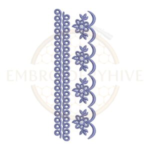 Rose Garden Lace border embroidery design for machine embroidery, instant download digital floral lace border pattern for home décor and clothing projects.