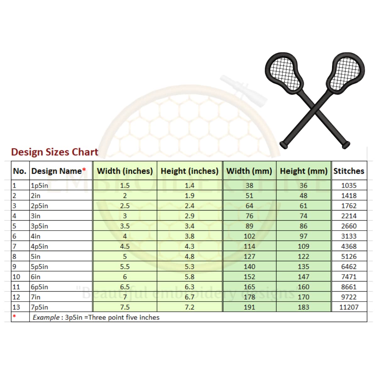 Crossed lacrosse sticks embroidery design - Image 2