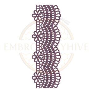 Daisy Wave Lace border embroidery design for machine embroidery, instant download digital floral lace border pattern for home décor and clothing projects.