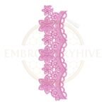 Elegant Blossom Scallop floral border embroidery design for machine embroidery, instant download digital scalloped floral lace border pattern for home décor and clothing projects.