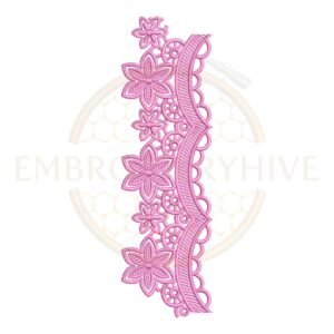 Elegant Blossom Scallop floral border embroidery design for machine embroidery, instant download digital scalloped floral lace border pattern for home décor and clothing projects.