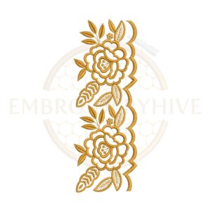 Vintage Floral Scallop border embroidery design for machine embroidery, instant download digital floral lace border pattern for home décor and clothing projects.