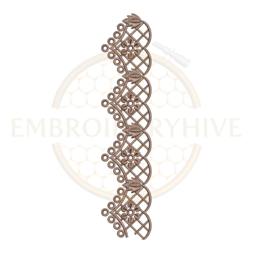 Vintage Floral Trellis border embroidery design for machine embroidery, instant download digital floral trellis lace border pattern for home décor and clothing projects.