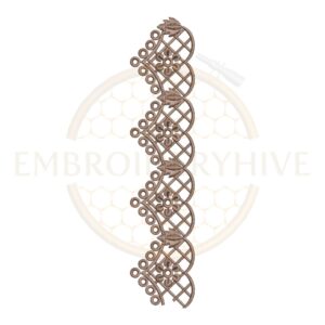 Vintage Floral Trellis border embroidery design for machine embroidery, instant download digital floral trellis lace border pattern for home décor and clothing projects.